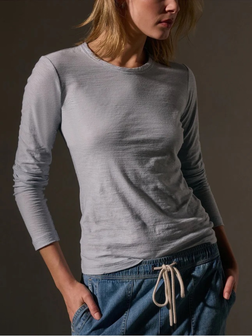 SHEER SLUB LONG SLEEVE CREW 0 - Picture 4 of 8
